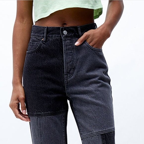 PacSun Y2K Eco Two-Tone Black High Rise Straight Leg Jeans 25 - Picture 4 of 16